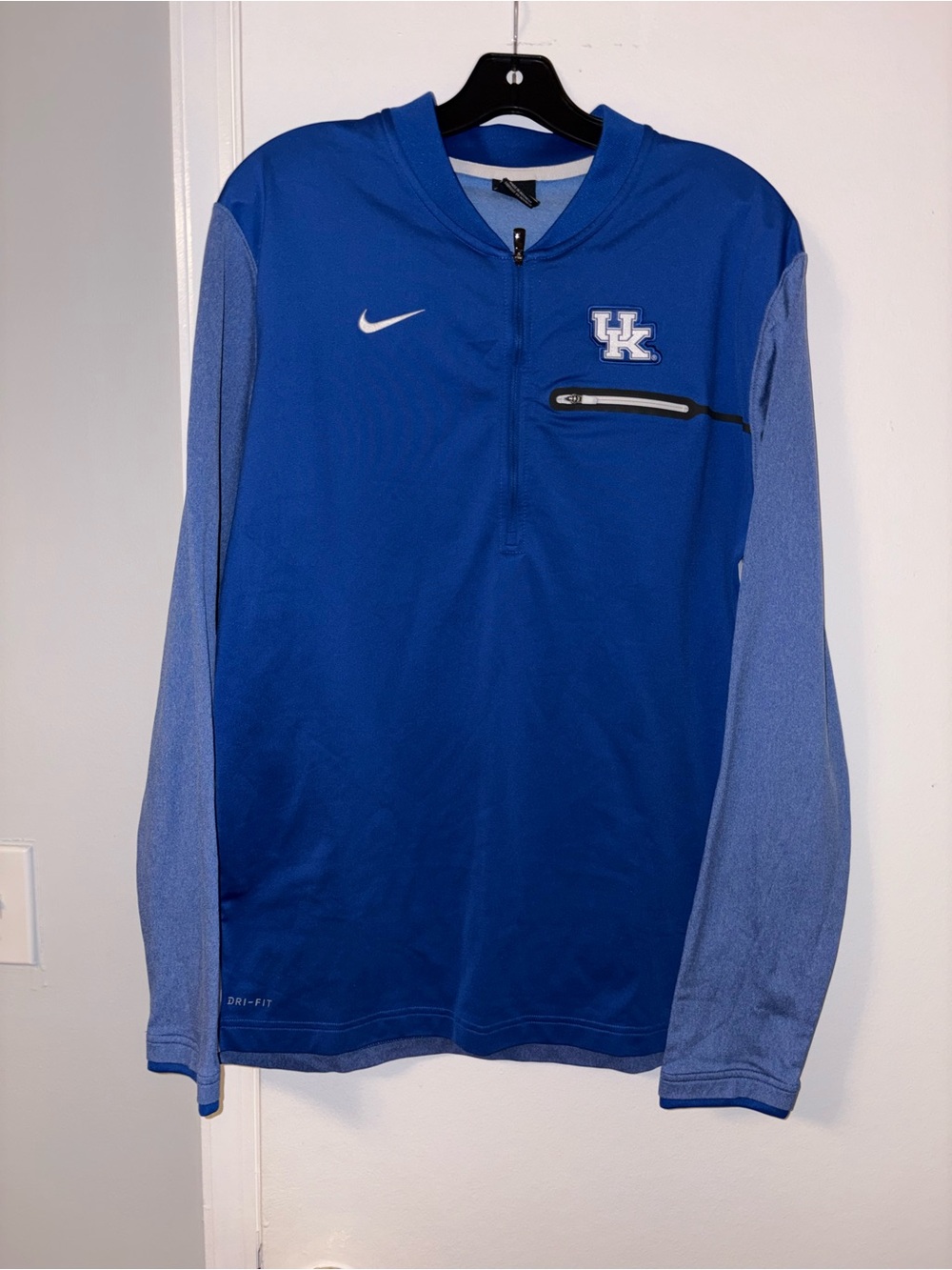 Nike Blue Long-Sleeve Zip Pullover with Light Blue Sleeves